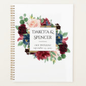 Boho Bloom | Bourgogne Rood en Navy Blue Custom Planner (Voorkant)