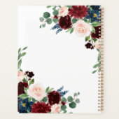 Boho Bloom | Bourgogne Rood en Navy Blue Custom Planner (Achterkant)
