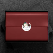 Boho Bloom | Bourgogne Rood en Navy Blue Custom Ronde Sticker