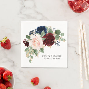 Boho Bloom   Bourgogne Rood en Navy Blue Custom Servet