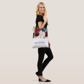 Boho Bloom | Bourgogne Rood en Navy Blue Custom Tote Bag (Op model)