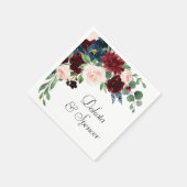 Boho Bloom | Bourgogne Rood en Navy Blue Floral Servetten (Hoek)