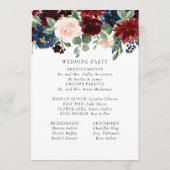 Boho Bloom | Bourgogne Rood en Navy Blue Garland Programmakaart (Achterkant)