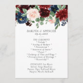 Boho Bloom | Bourgogne Rood en Navy Blue Garland Programmakaart (Voorkant)