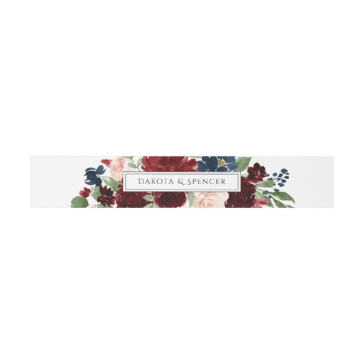 Boho Bloom | Bourgogne Rood en Navy Blue Garland Uitnodigingen Wikkel (Vlak)