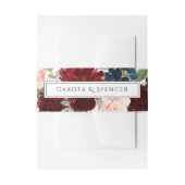 Boho Bloom | Bourgogne Rood en Navy Blue Garland Uitnodigingen Wikkel (Voorkant Voorbeeld)