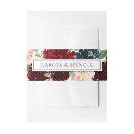 Boho Bloom | Bourgogne Rood en Navy Blue Garland Uitnodigingen Wikkel