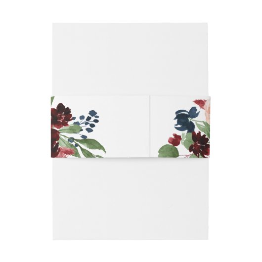 Boho Bloom | Bourgogne Rood en Navy Blue Garland Uitnodigingen Wikkel (Achterkant Voorbeeld)