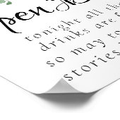 Boho Bloom | Bourgondië Blush en Navy Open Bar Poster (Hoek)