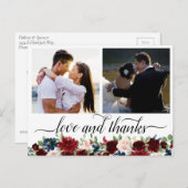 Boho Bloom | Bourgondië en marine 2 foto dank u Briefkaart (Voorkant / Achterkant)