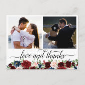 Boho Bloom | Bourgondië en marine 2 foto dank u Briefkaart (Voorkant)