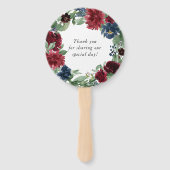 Boho Bloom | Bourgondië en marine dank u gunst Handwaaier (Achterkant)