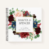 Boho Bloom | Bourgondië en marine Foto Gastenboek Notitieboek (Voorkant)