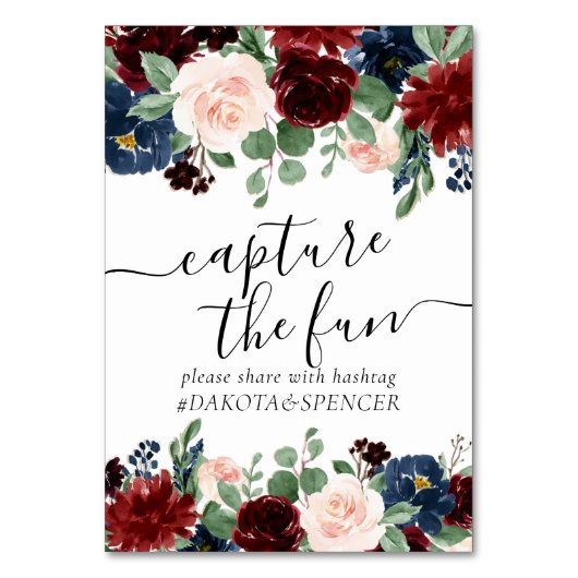 Boho Bloom | Bourgondië en marine vangen onze lief Kaart (Voorkant)