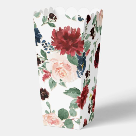 Boho Bloom | Bourgondisch rood en marineblauw patr Bedankdoosjes (Voorkant)