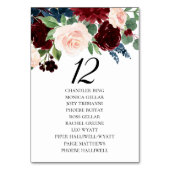 Boho Bloom | Bourgondische Blush en Navy Gastename Kaart (Voorkant)