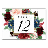 Boho Bloom | Bourgondische rode en marine blauwe k Kaart (Voorkant)