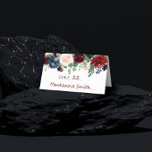 Boho Bloom | Bourgondische rode en rustieke marine Plaatskaartje