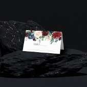 Boho Bloom | Bourgondische rode en rustieke marine Plaatskaartje