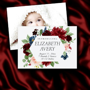 Boho Bloom   Bruiloft Rood en Navy Blauw Foto Gebo Aankondiging