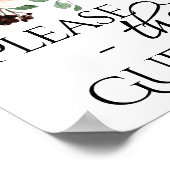 Boho Bloom Burgundy and Navy Blue Guestbook Sign Poster (Hoek)