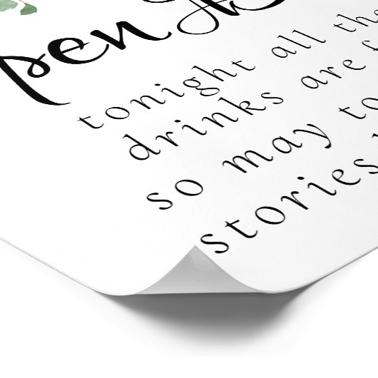 Boho Bloom | Burgundy Blush en Navy Open Bar Poster (Hoek)