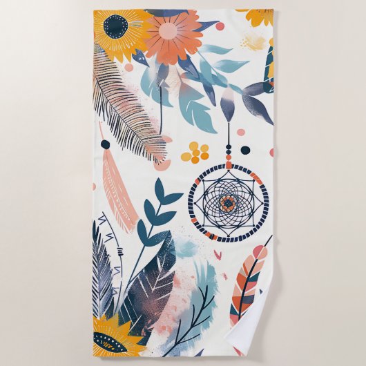 Boho Bloom Custom Beach Handdoek (Voorkant)