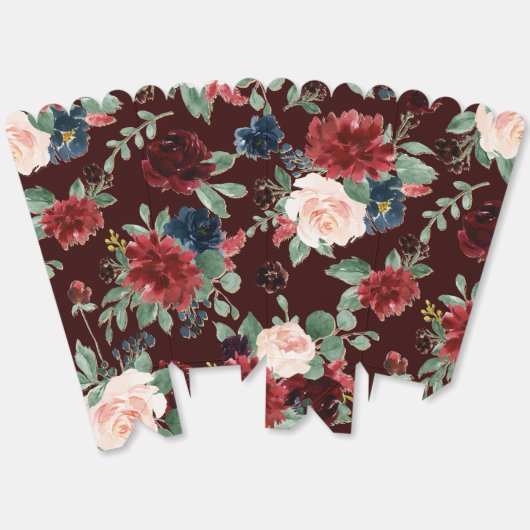 Boho Bloom | Donker Bourgogne en Navy Blauw Patroo Bedankdoosjes (Ongevouwen)