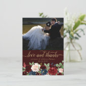 Boho Bloom | Donker Elegant Garland Foto en Liefde Bedankkaart (Staand voorkant)