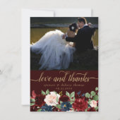 Boho Bloom | Donker Elegant Garland Foto en Liefde Bedankkaart (Voorkant)