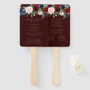 Boho Bloom Donker Elegant Rood Blush en Navy Blu Handwaaier