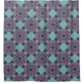 Boho Bloom douchegordijn in Aqua Blauwe (Voorkant)