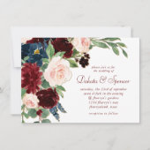 Boho Bloom | Elegant Bourgogne Rood en Navy Blue Kaart (Voorkant)