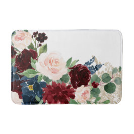 Boho Bloom | Elegant rood en blush shimmer patroon Badmat