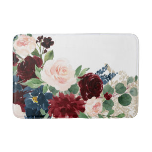 Boho Bloom   Elegant rood en blush shimmer patroon Badmat