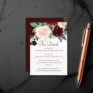 Boho Bloom   Elegante Bourgogne Red Garland Detail Informatiekaartje