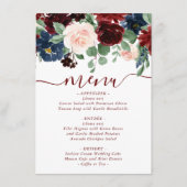 Boho Bloom | Elegante Marsala Red en Blush Pink Menu (Voorkant)