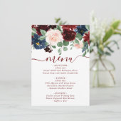 Boho Bloom | Elegante Marsala Red en Blush Pink Menu (Staand voorkant)