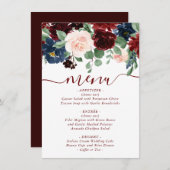 Boho Bloom | Elegante Marsala Red en Blush Pink Menu (Voorkant / Achterkant)