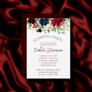 Boho Bloom   Elegante Marsala Red Floral Glamping Kaart