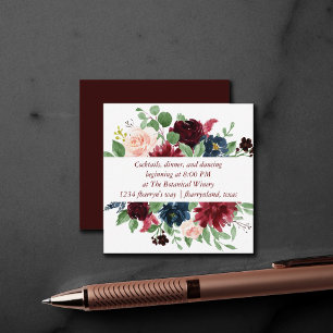 Boho Bloom   Elegante Marsala Red Garland receptie Informatiekaartje