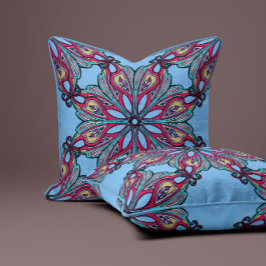 Boho Bloom in Hemelblauw Kussen