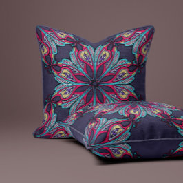 Boho Bloom in indigoblauw Kussen