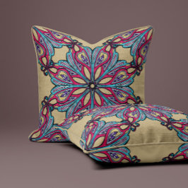 Boho Bloom in Warm Goud Kussen