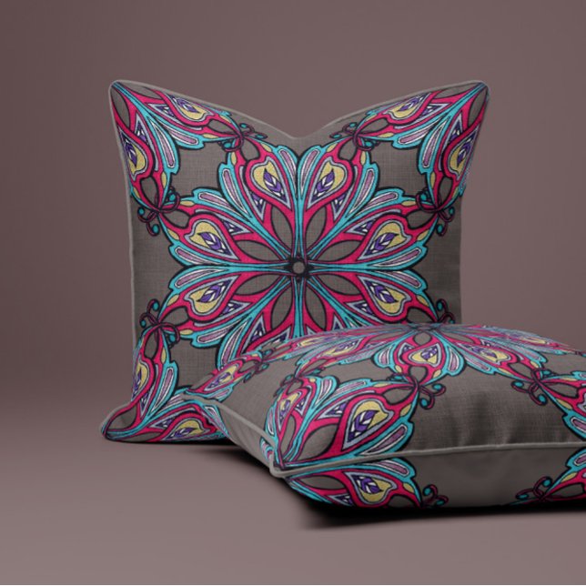 Boho Bloom in Warm Greige Kussen (Creator heeft geüpload)