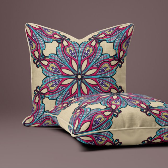 Boho Bloom in zachte crème Kussen (Creator heeft geüpload)