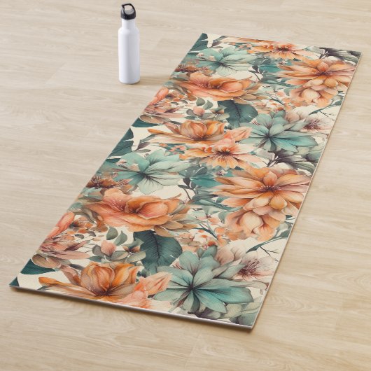 Boho Bloom: Kleurrijke Floral Oasis Yoga Mat (In situ)