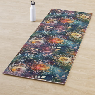 Boho Bloom: Kleurrijke Floral Oasis Yoga Mat