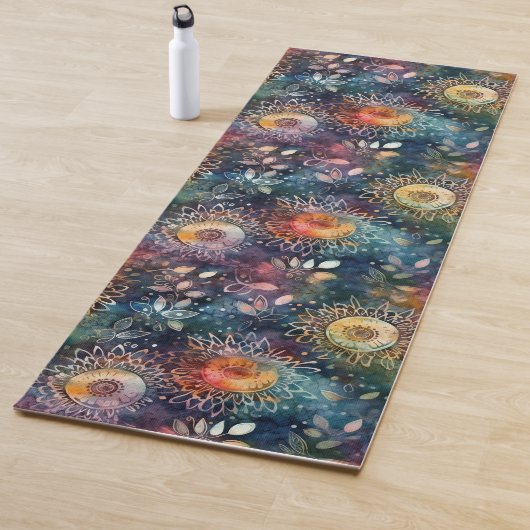 Boho Bloom: Kleurrijke Floral Oasis Yoga Mat (In situ)