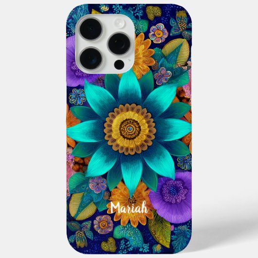 Boho Bloom Mandala Floral iPhone Case (Achterkant)